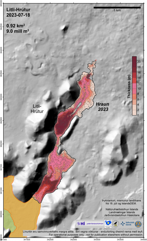Litli-Hrútur 18. júlí 2023 - Þykktarkort